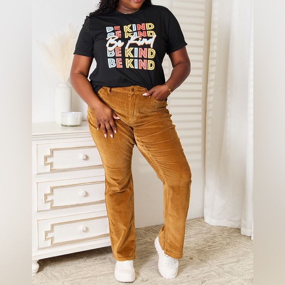 NEW Simply Love Black Be Kind Rainbow Graphic Tee T-Shirt - Picture 8 of 9